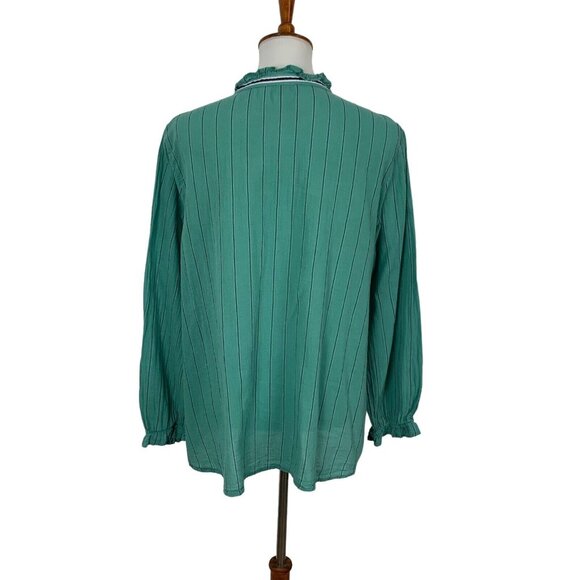 Logo Lori Goldstein Green Blouse Large Button Down Long Sleeve - Picture 3 of 5